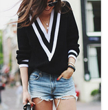 Deep V-Neck Pullover Sweater