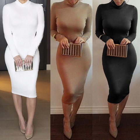 Sexy round neck long-sleeved dress