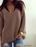 Retro loose V-neck long-sleeved sweater