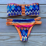 Fashion pattern split bikini swimsuit