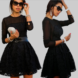 Black Lace Flowers Embroidered Dress