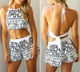 Elephant Print Two Piece Outfits
