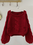 Design round neck long-sleeved sweater