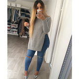 Loose round neck long-sleeved sweater