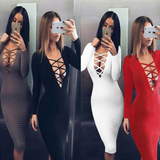 Sexy package hip Long-sleeved dress