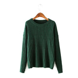 Loose round neck long-sleeved striped sweater