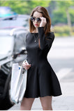 Slim long-sleeved black dress