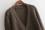 Design V-Neck Long-Sleeved Knit Sweater