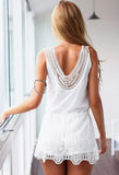 Vintage White Embroidered V-Neck Dress