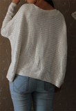 Loose round neck long-sleeved knit sweater
