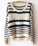 Beige Loose Stripe Sweater