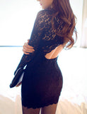 SLIM SEXY BACKLESS LACE DRESS