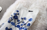 Fashion Blue Embroidered Dress