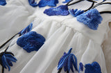 Fashion Blue Embroidered Dress