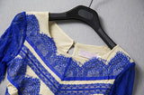 Blue Stitching Lace Dress