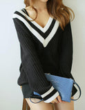 Deep V-Neck Pullover Sweater