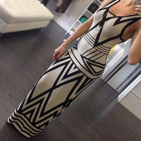 Slim Striped Sleeveless Dress