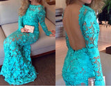 Gorgeous Backless Long Lace Dress