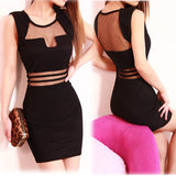 Sexy Gauze Splice Black Sleeveless Summer Dress