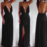 Sexy V Neck Spaghetti Strap Long Dress