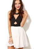 Black And White Crossback Bowknot Low Cut Tank Dress