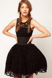 Sleeveless Black Ball Gown Lace Dress