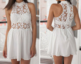 Slim White Lace Sleeveless Dress