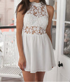 Slim White Lace Sleeveless Dress