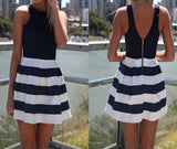 Round Neck Stripe Mini Dress