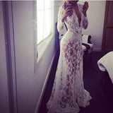 Elegant Round Neck White Lace Dress