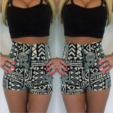 Sexy Sling Sleeveless Printed Two - Piece Shorts
