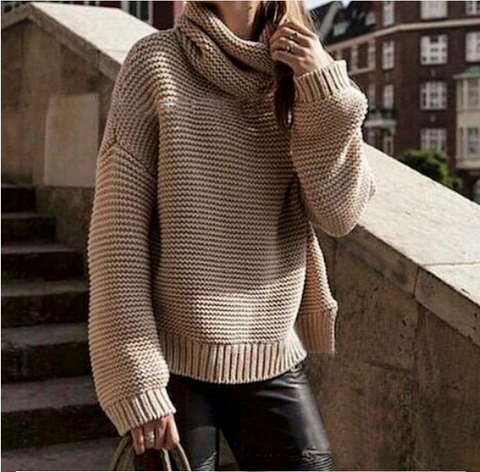 Elegant high-necked knit sweater