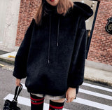 Fashion Long Sleeve Hooded Thick Medium-long Side Zipper Sweater