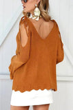 Design Cold Shoulder Flared Sleeves Sweater